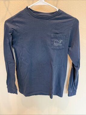 Vineyard Vines Kids Long-Sleeve Pocket Tee - Navy Blue
